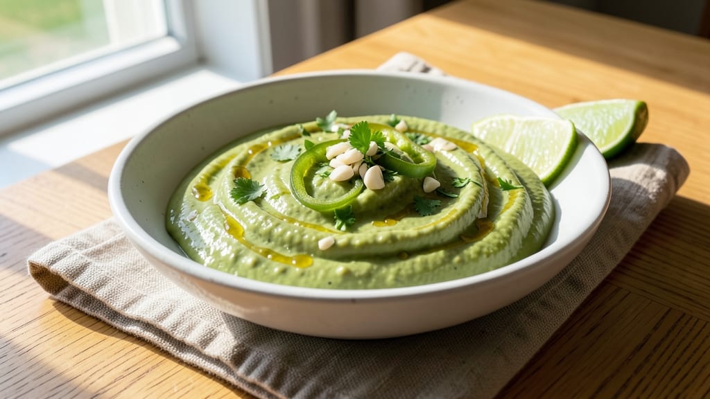 Avocado Jalapeño Sauce Recipe: Velvety Green Heat With Celery Crown Topping